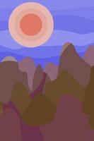 Minimalistic landscape sunrise in the mountains..eps vector