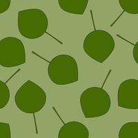 Green leaves on a green background, a simple vector pattern.