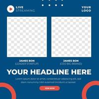 Live Streaming feed design social media post template vector