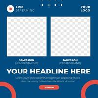 Live Streaming feed design social media post template vector