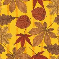 Autumn leaves bright seamless pattern in vintage style. Vector