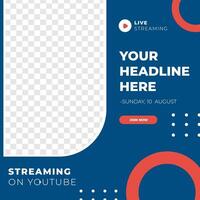 Live Streaming feed design social media post template vector