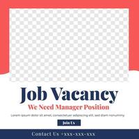 Job Vacancy feed design social media post template vector