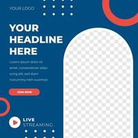 Live Streaming feed design social media post template vector