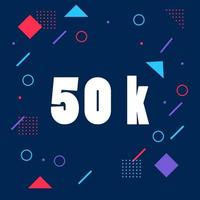 50k followers with memphis element vector