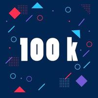 100k followers with memphis element vector