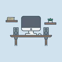 Workspace icon vector illustration. Office Workspace flat design 2