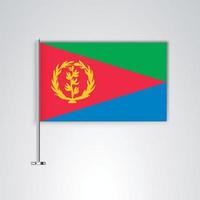 bandera de eritrea con varilla de metal vector