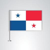 bandera de panamá con palo de metal vector