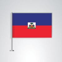 bandera de haití con palo de metal vector