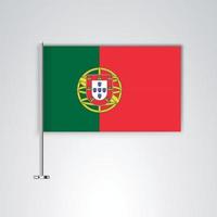 bandera de portugal con palo de metal vector