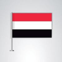 bandera de yemen con palo de metal vector