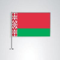 bandera de bielorrusia con palo de metal vector