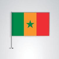 Senegal flag with metal stick vector