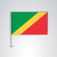 Congo flag with metal stick vector