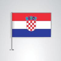 Croatia flag with metal stick vector