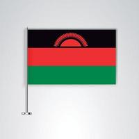 bandera de malawi con palo de metal vector