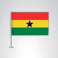 Ghana flag with metal stick vector