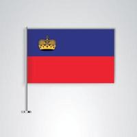 bandera de Liechtenstein con palo de metal vector