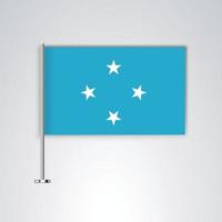 Micronesia flag with metal stick vector