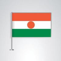 Niger flag with metal stick vector