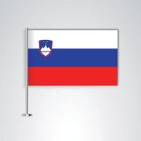 bandera de eslovenia con palo de metal vector