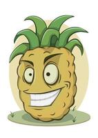 Cartoon Pineapple Character Funny Face vector