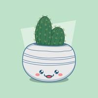 Cactus In Cute Round Pot vector