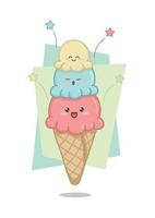 Cute Ice Cream Cone Doodle vector