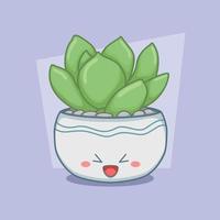 Succulent In Cute Round Pot vector
