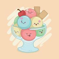 Karaii Ice Cream In Glass Bowl vector