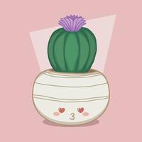 Cactus Flower In Cute Round Pot vector