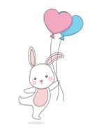Cute Cartoon Rabbit Holding Balloons vector