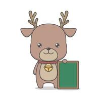 Cute Cartoon Reindeer Holding Board vector