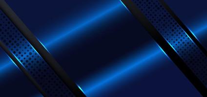 Abstract elegant blue geometric overlap layers on black background. vector