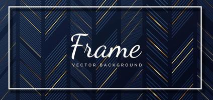 Abstract frame striped lines gold color on dark blue background. vector