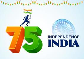 tricolor para el 75o día de la independencia de la india el 15 de agosto vector