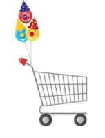 Vector illustration of empty supermarket shopping cart icon