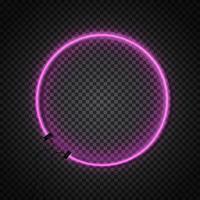 Glowing Neon Tubes Circle Frame on Dark Background. vector