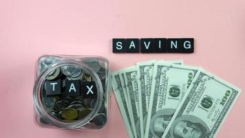 Saving tax payment concept. photo