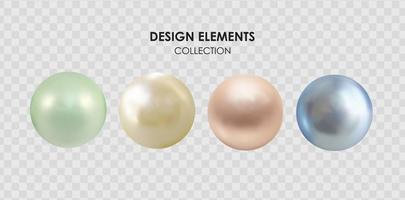 Realistic 3D Pearls isolated vector