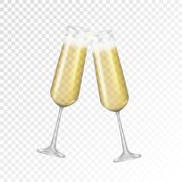 Realistic 3D champagne Golden Glass Icon isolated vector