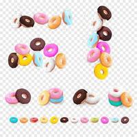 Fondo realista 3d dulce sabroso donut. vector