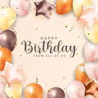 Happy Birthday congratulations banner design with Confetti, Balloons vector