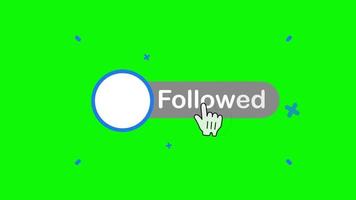 animação de clicar em um botão para seguir nas redes sociais. video