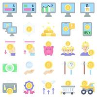 Bitcoin and Cryptocurrency related flat icon set 3 vector