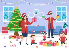 Happy Family Christmas There Are Mothers, Fathers, Children vector