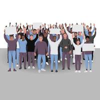 Protesting people with hands up. Public protest illustration vector