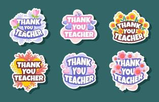 Happy Teacher Day Sticker Set vector