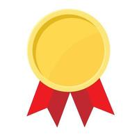 Simple illustration of golden award medal with ribbons for winners vector